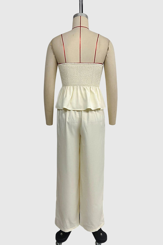Strapless Buttoned Pants Set