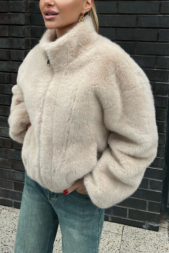 Chic Mock Neck Zip-Up Jacket
