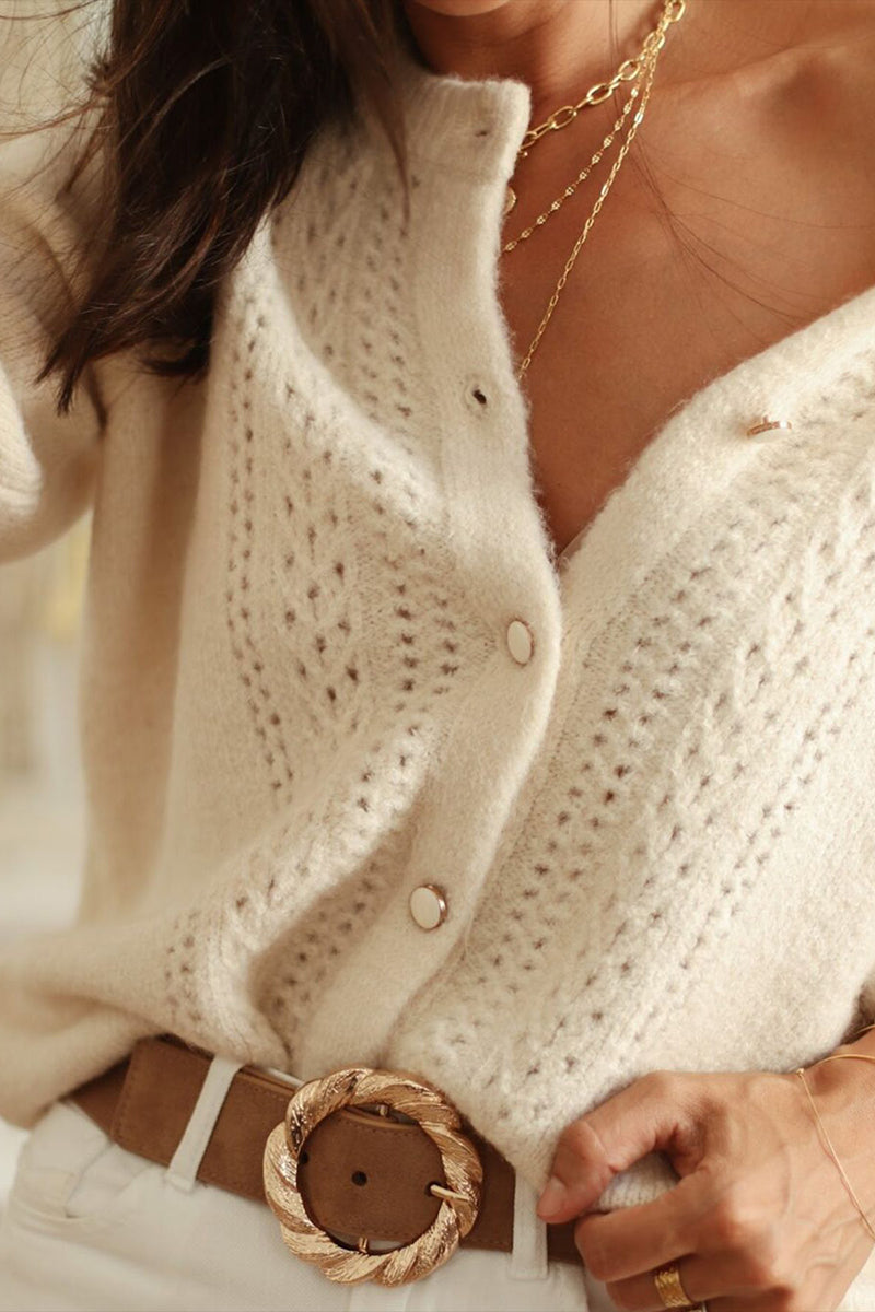 Elegant Knitted Button-Up Cardigan