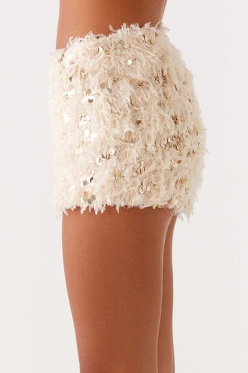 Sequin Feathered Casual Party Shorts