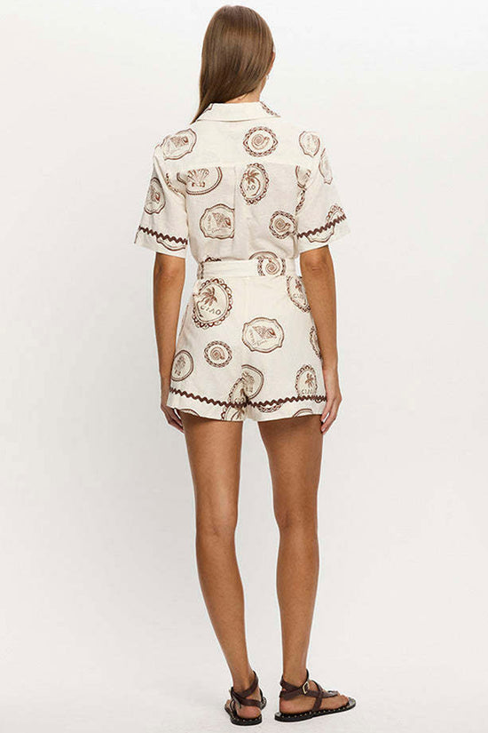Belted Patterned Romper