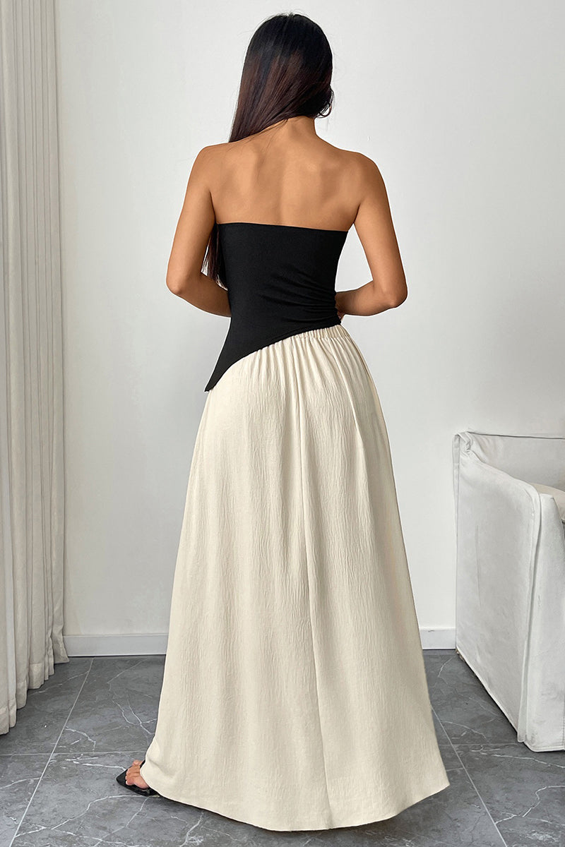 Strapless Asymmetrical Top and Skirt Set