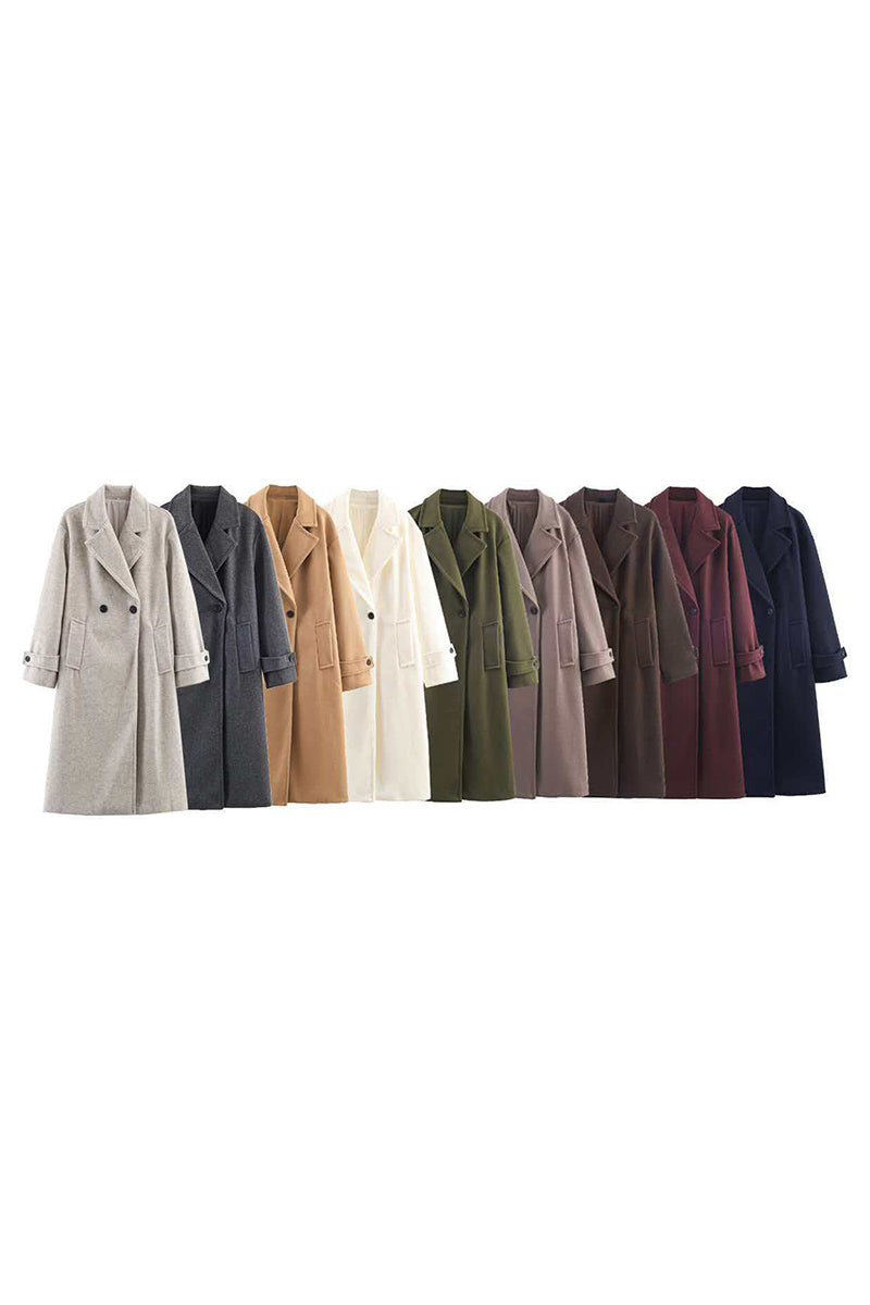 Elegant Double-Breasted Long Coat
