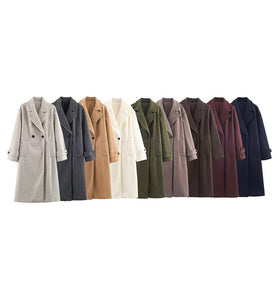 Elegant Double-Breasted Long Coat
