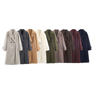 Elegant Double-Breasted Long Coat