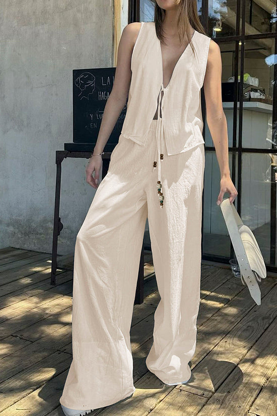 Casual Sleeveless Pants Set