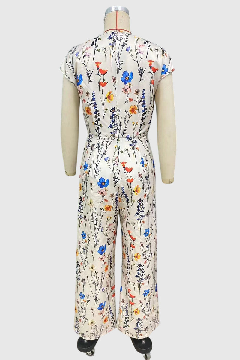 Floral V-Neck Sleeveless Jumpsuit