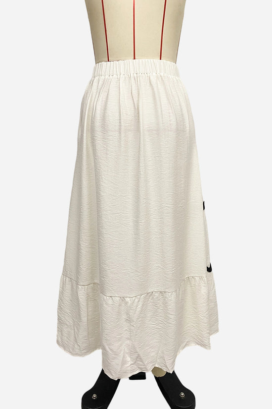 Wavy Trim Midi Skirt