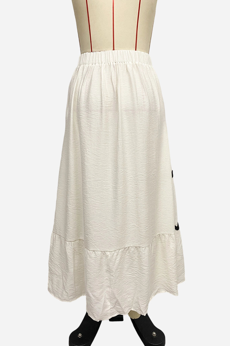 Wavy Trim Midi Skirt