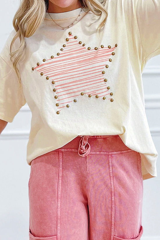 Star Print Stud Detail Top
