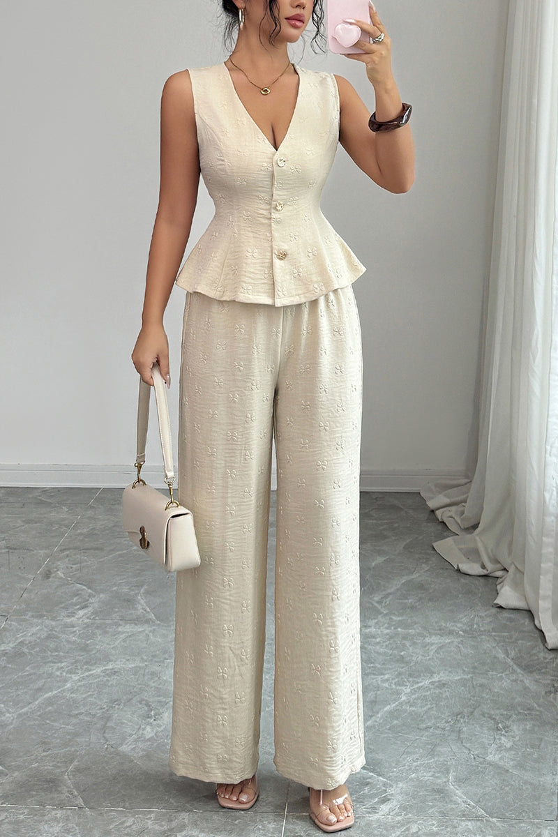 Elegant Sleeveless Two-Piece Pants Set