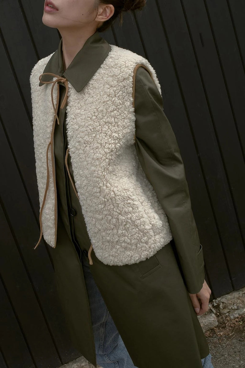 Textured Sleeveless Tie Vest