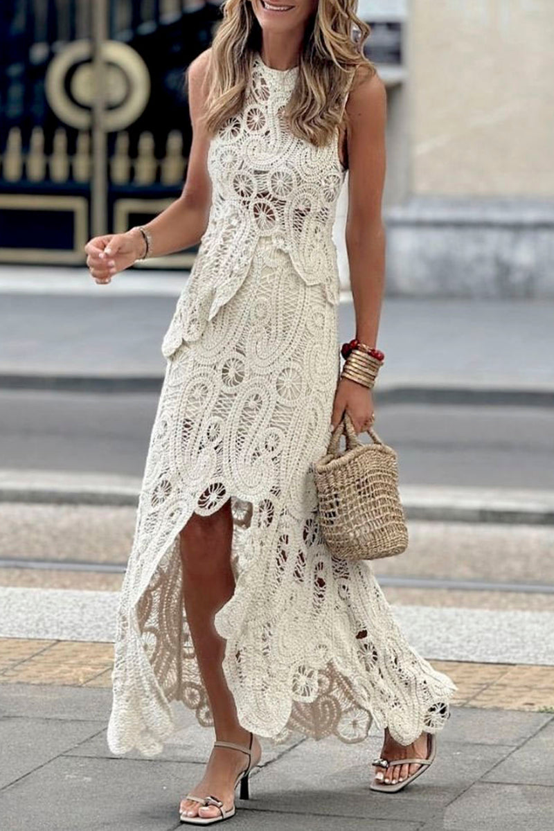 Sleeveless Skirt Set with Cutout Details
