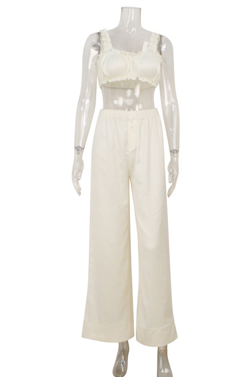 Elegant Sleeveless Cropped Top Lounge Set