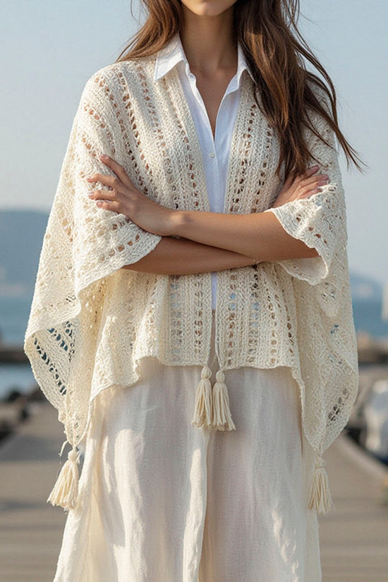 Textured Fringe Open-Front Shrug