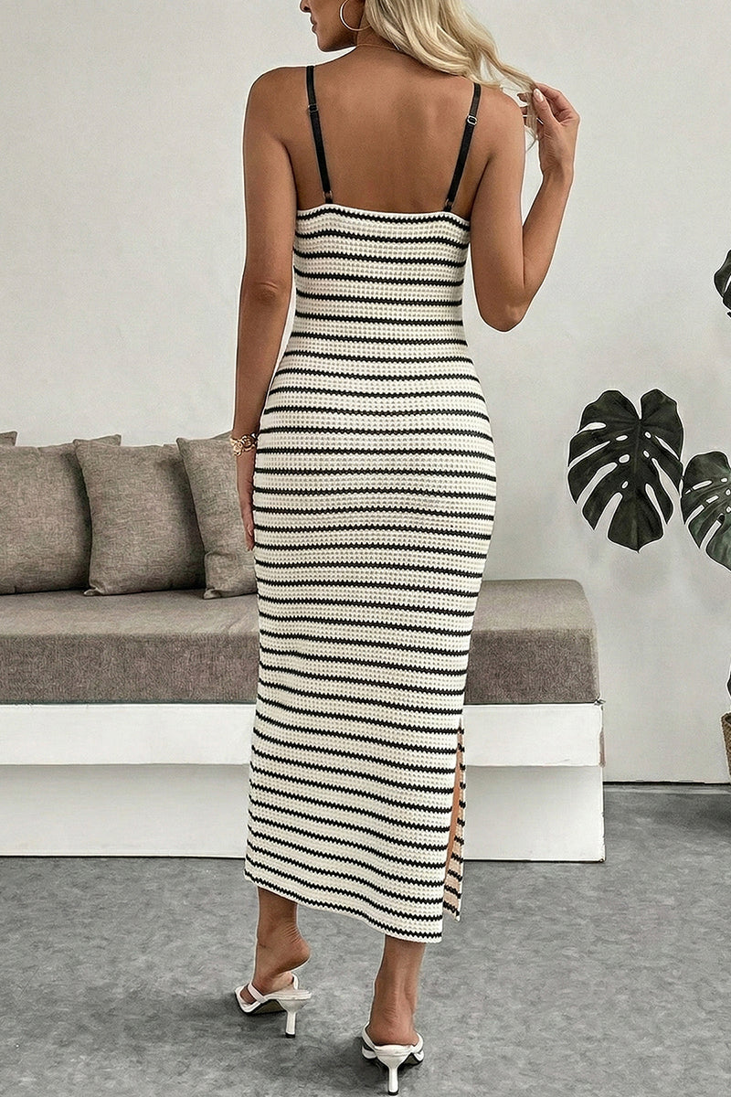 Striped Sleeveless Midi Dress