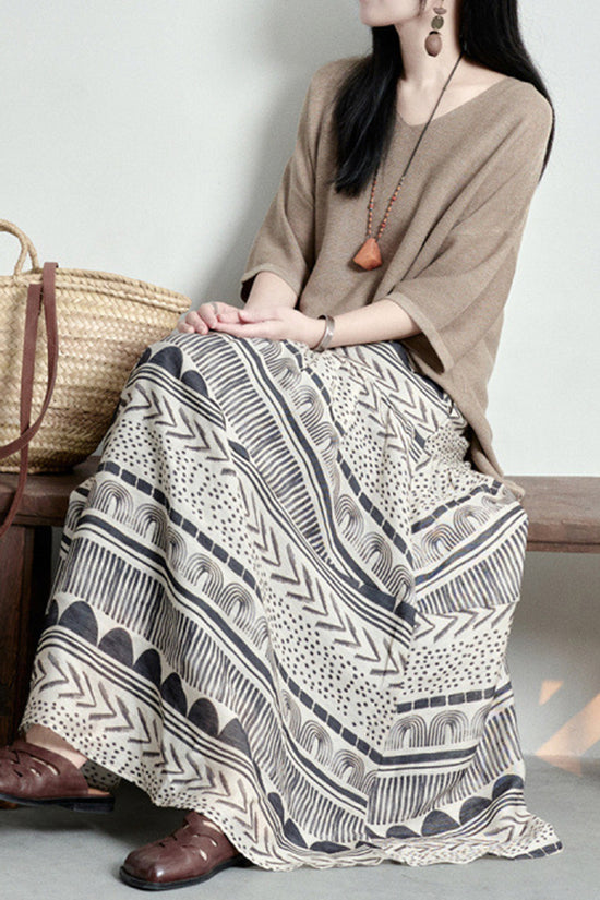 Artistic Pattern Midi Skirt