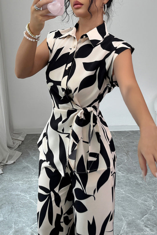 Bold Print Sleeveless Pants Set