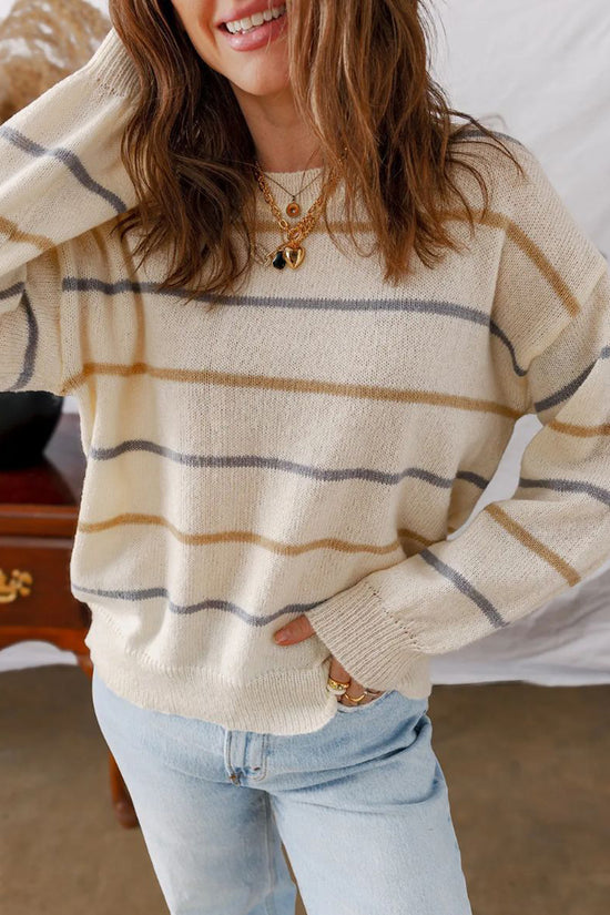 Casual Striped Knit Sweater