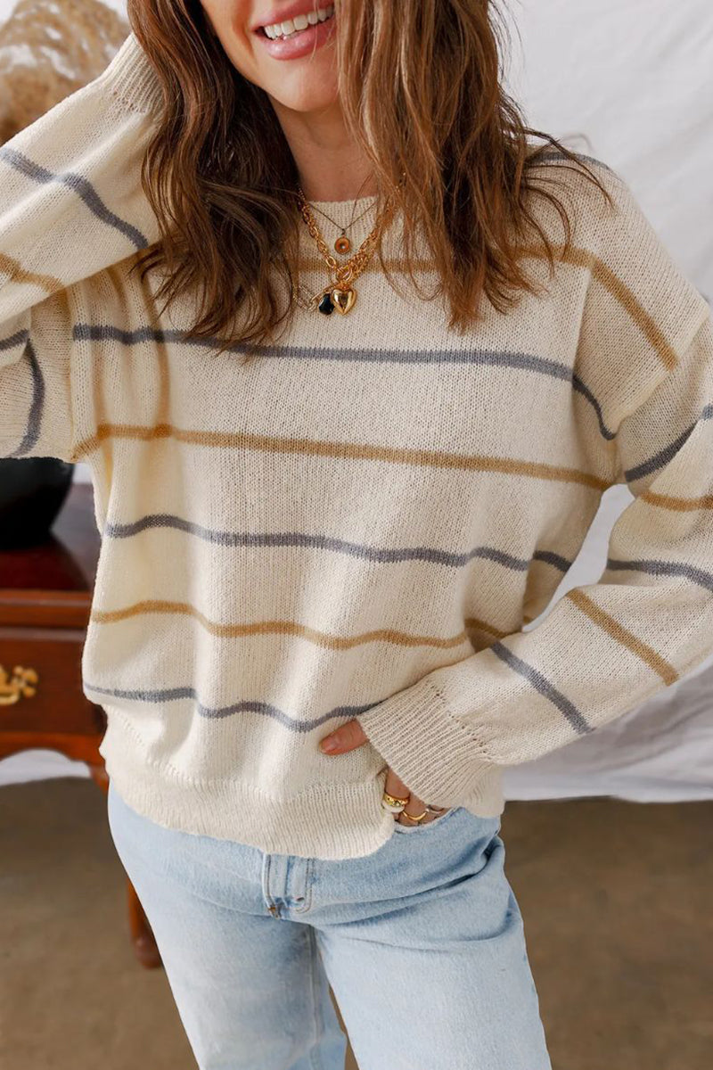 Casual Striped Knit Sweater