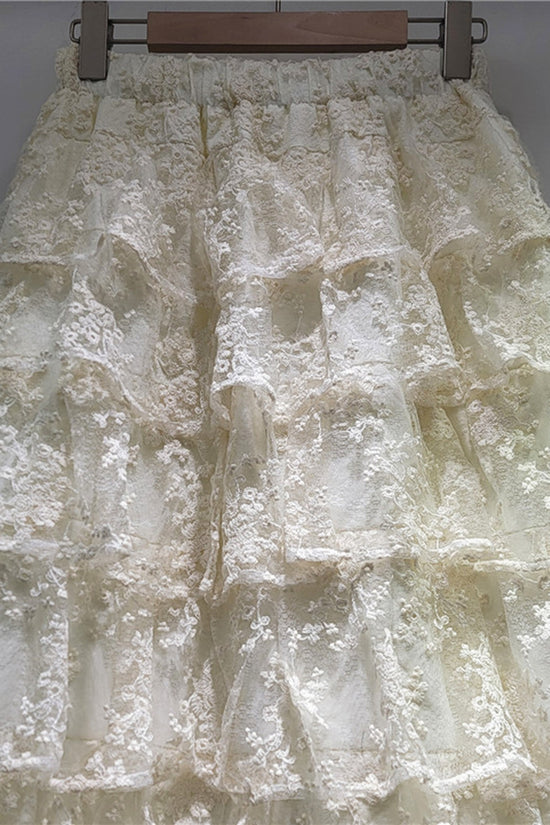 Layered Lace Midi Skirt