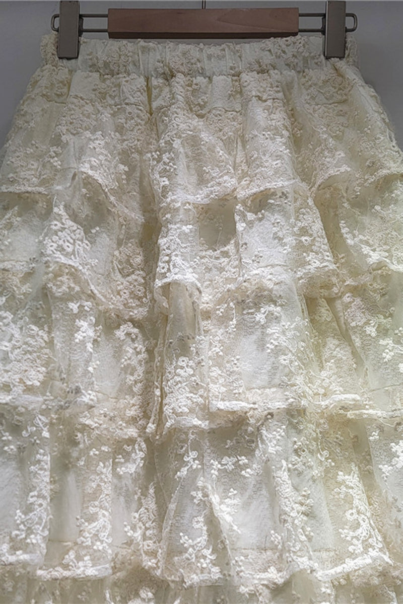 Layered Lace Midi Skirt