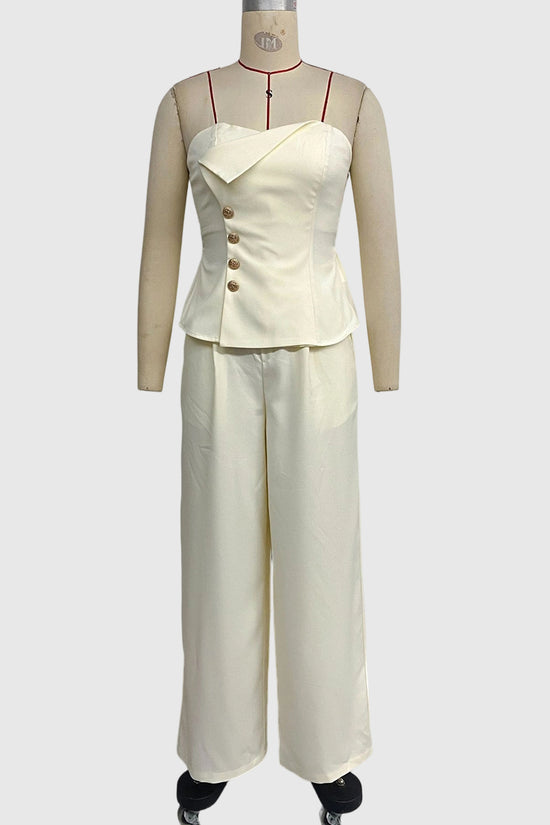 Strapless Buttoned Pants Set