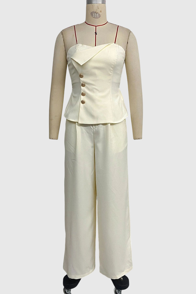 Strapless Buttoned Pants Set