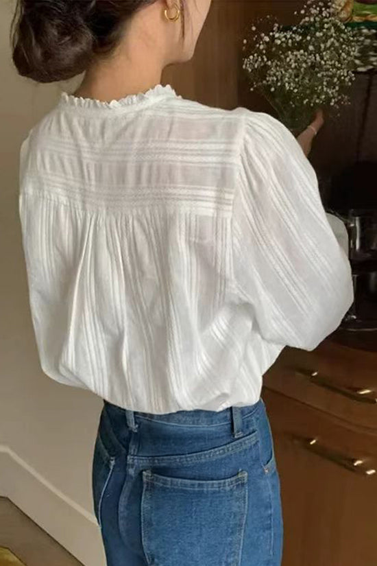 Vintage Button-Front Peasant Blouse