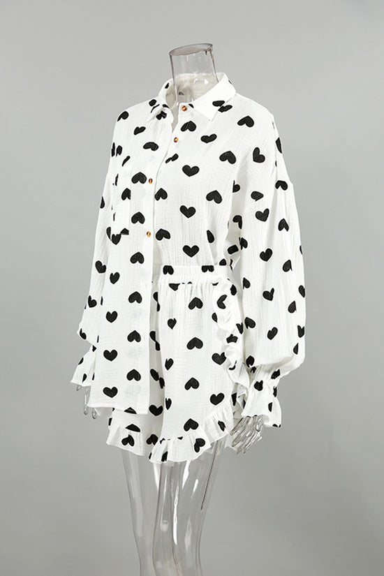 Heart Pattern Pajama Set