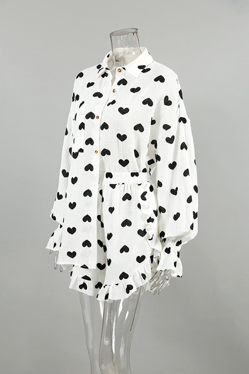 Heart Pattern Pajama Set
