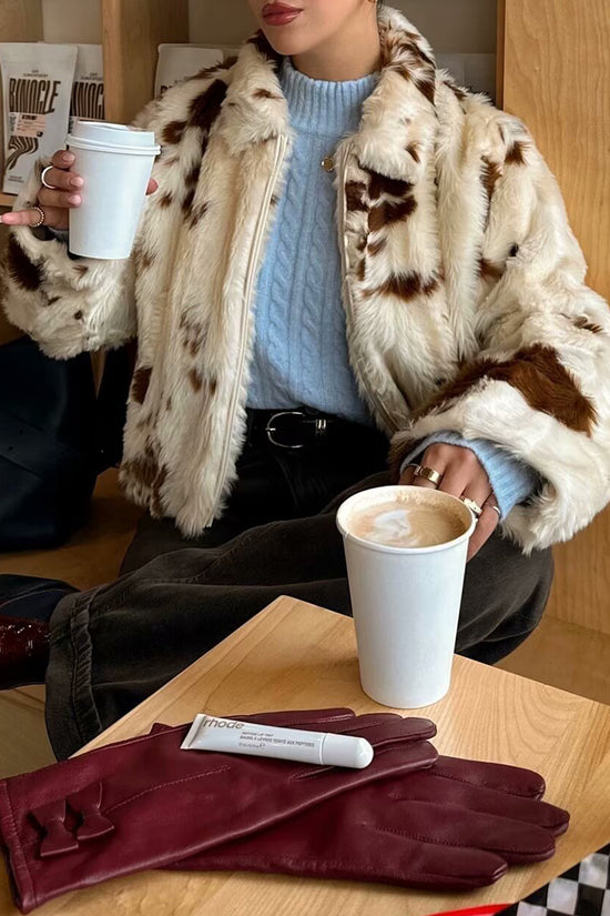 Spotted Faux Fur Cropped Coat