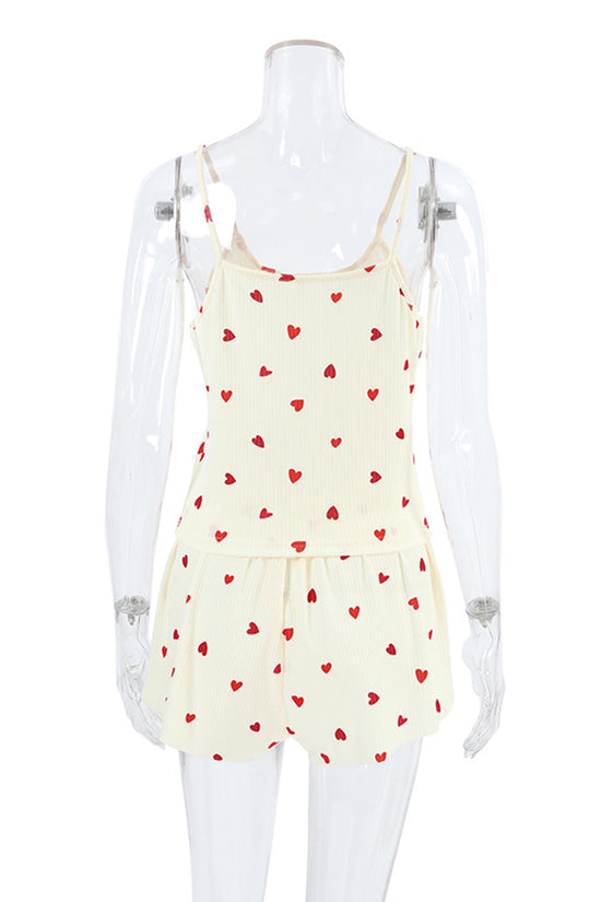 Heart Pattern Sleeveless Pajama Set