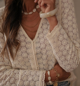 Elegant V-Neck Button-Up Blouse