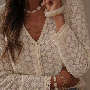 Elegant V-Neck Button-Up Blouse