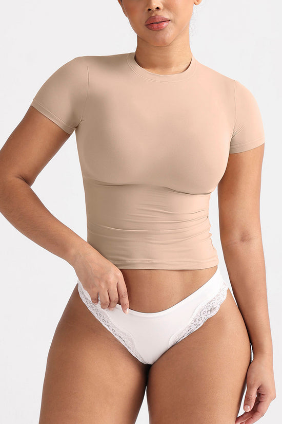 Fitted Short Sleeve Crew Neck Top