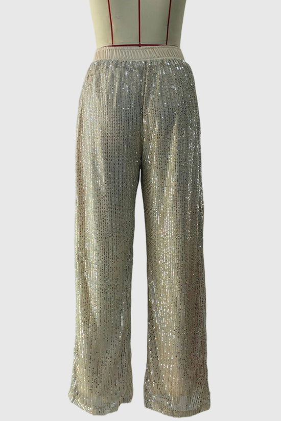 Sparkling Wide-Leg Casual Pants