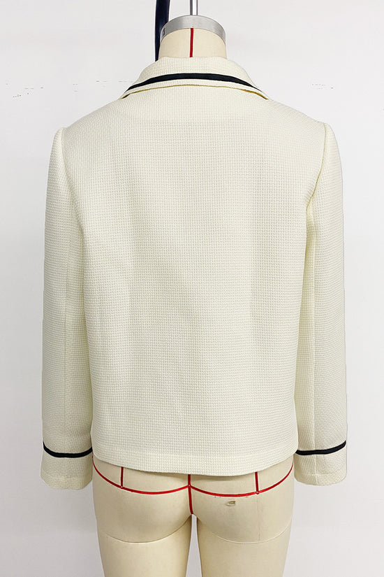 Contrast Trim Single-Breasted Blazer