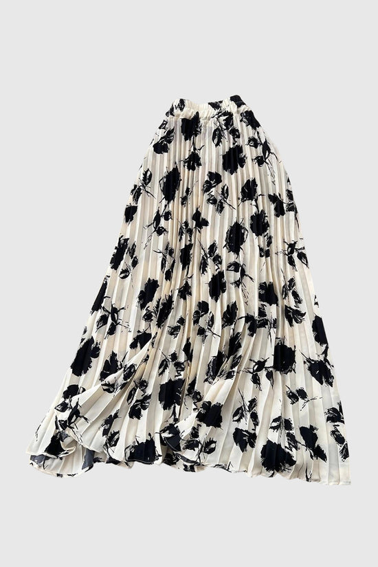 Floral Pleated Midi Skirt