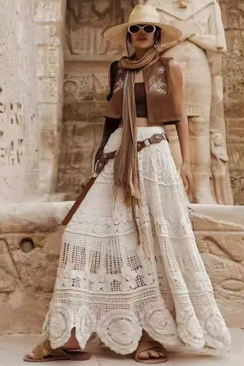 Boho Crochet Maxi Skirt