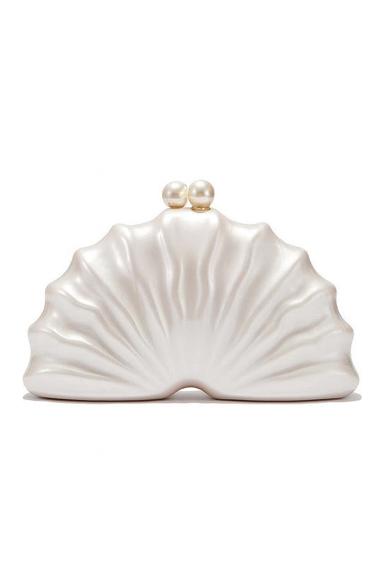 Elegant Shell Clutch with Pearl Accent