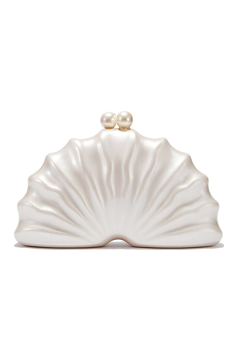 Elegant Shell Clutch with Pearl Accent