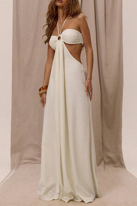 Halter Neck Cutout Wide-Leg Jumpsuit