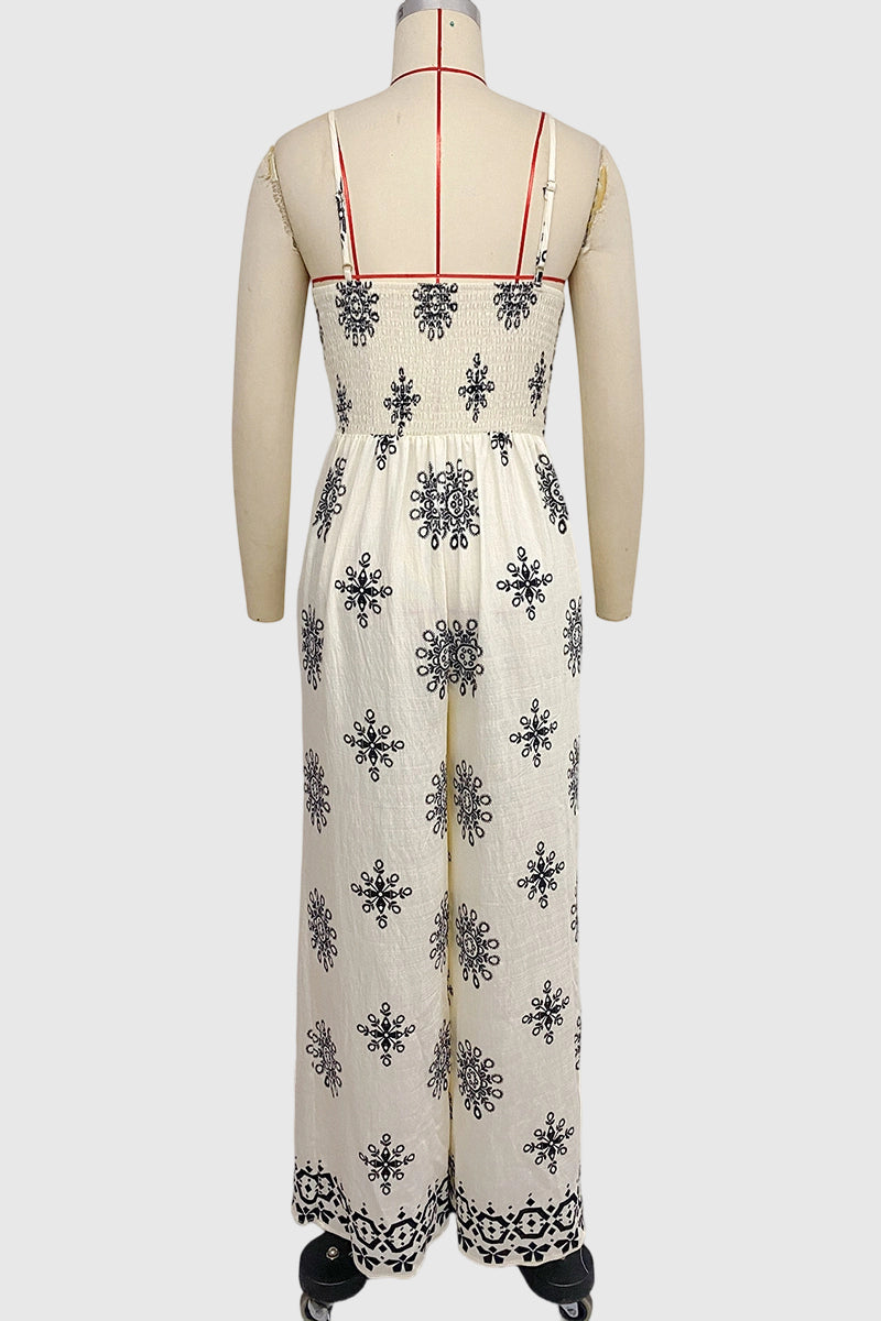 Patterned Sleeveless Bodycon Jumpsuit