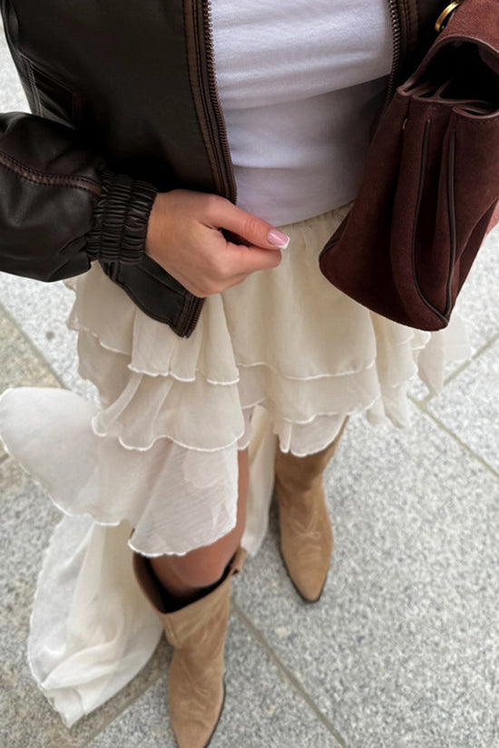 Layered Ruffle High-Low Skirt