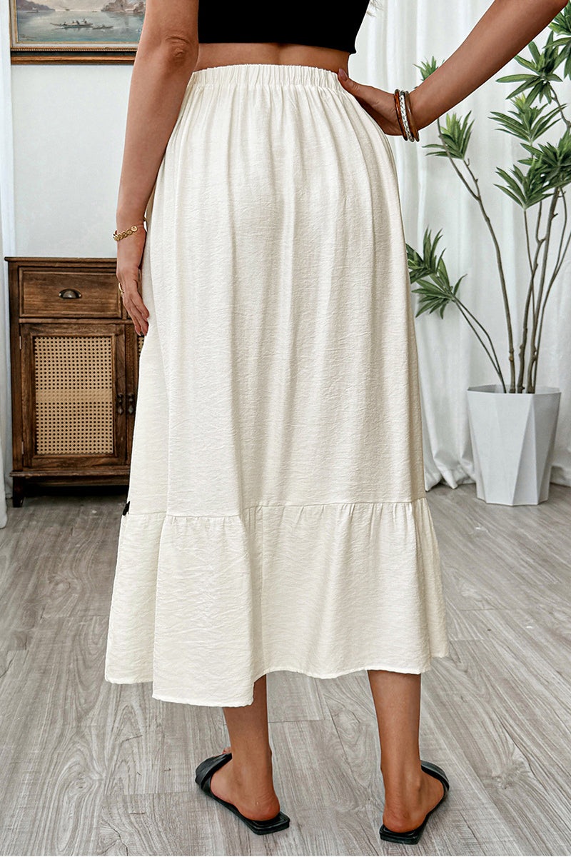 Wavy Trim Midi Skirt