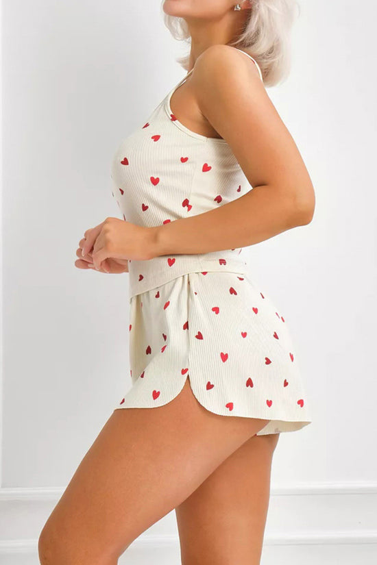 Heart Pattern Sleeveless Pajama Set