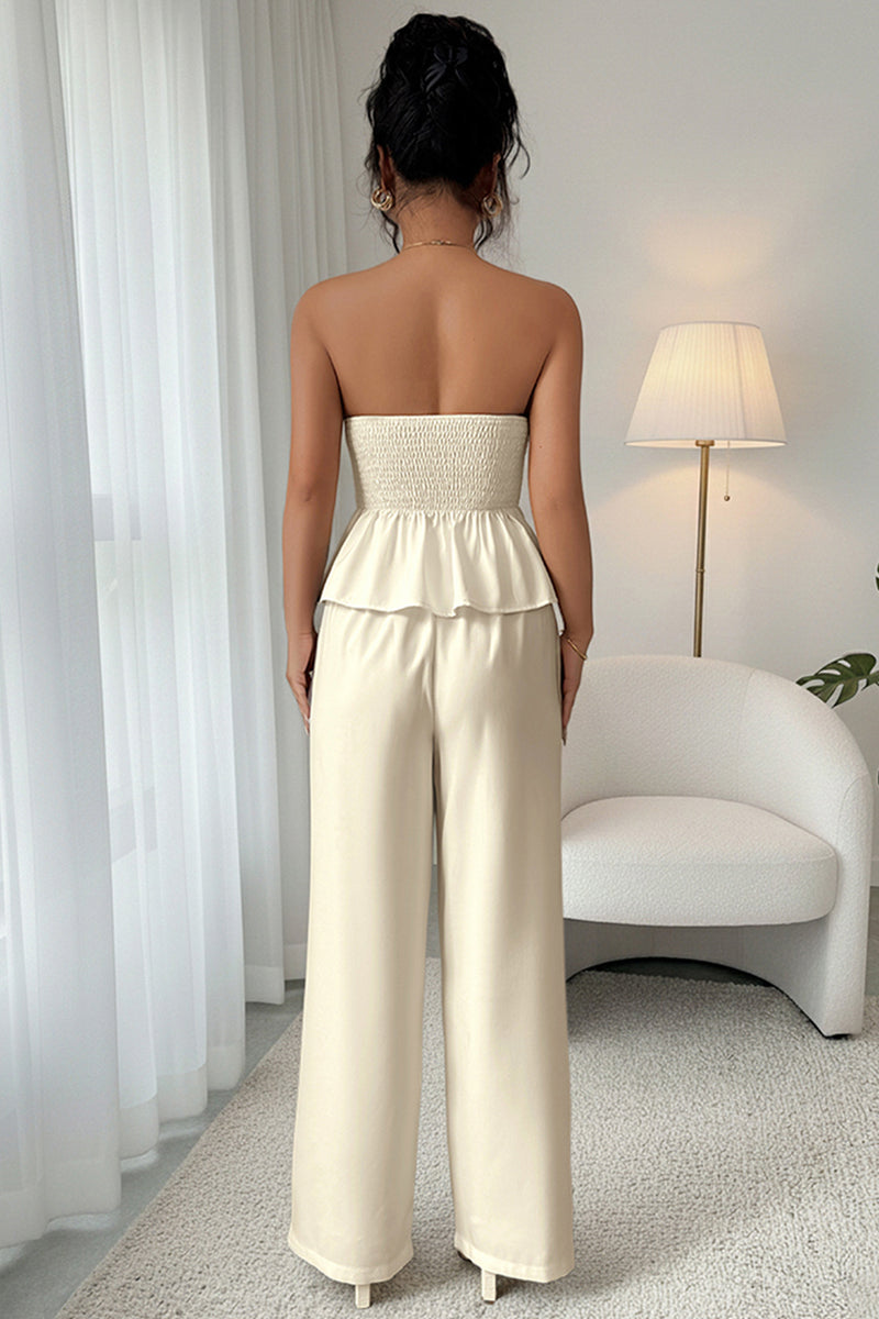 Strapless Buttoned Pants Set