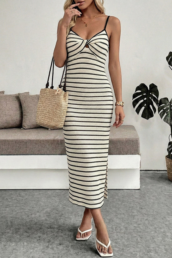 Striped Sleeveless Midi Dress