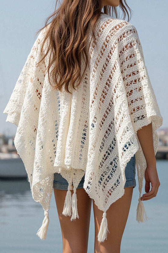 Textured Fringe Open-Front Shrug